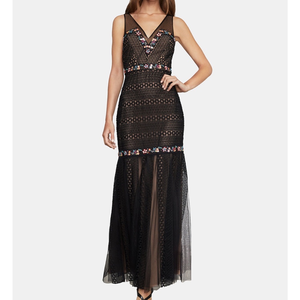 BCBGMAXAZRIA Lace & Tulle Mermaid Dress